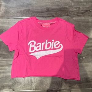 Barbie Forever 21 hot pink cropped r shirt